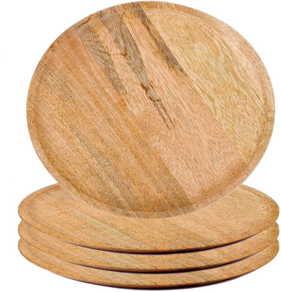 Alpha Living Home Wood Charger Plate, Charger Dinner Plate, Wooden Charger Plate Wowd Appetizer P... | Amazon (US)