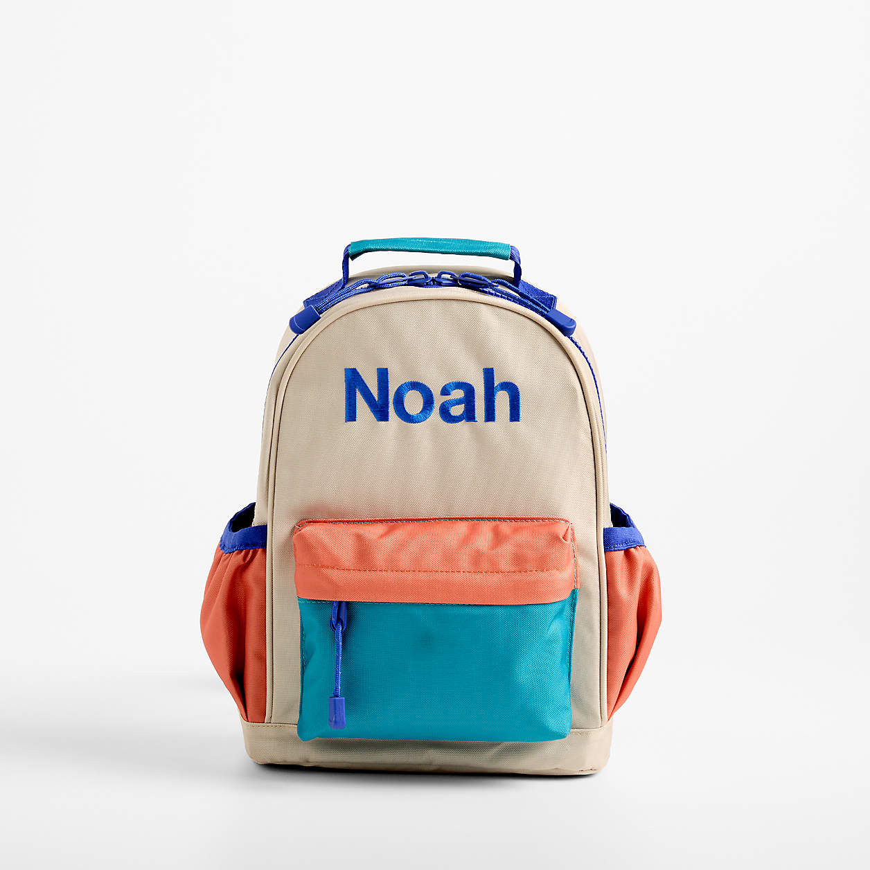 Khaki Colorblock Small Kids Backpack with Side Pockets + Reviews | Crate & Kids | Crate & Barrel