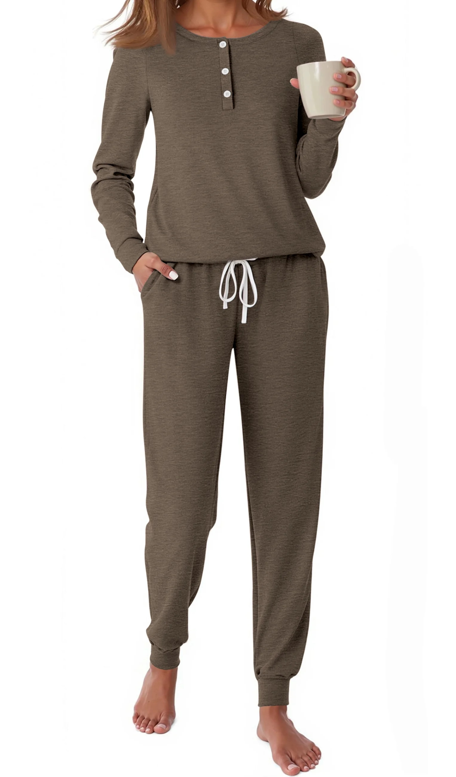 Fantaslook Pajamas Sets for Women Casual Lounge Set Long Sleeve Two Piece Set Buttom Down Shirts ... | Walmart (US)