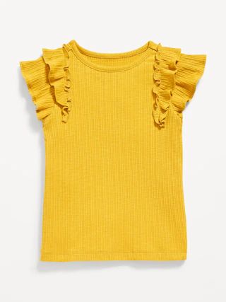 Flutter-Sleeve Rib-Knit Top for Toddler Girls | Old Navy (US)