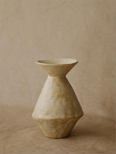 WENSHUO 4.65-inch Stoneware Vase with Handmade Wrinkle Texture,Matte Curd Color Reactive Glaze | Amazon (US)
