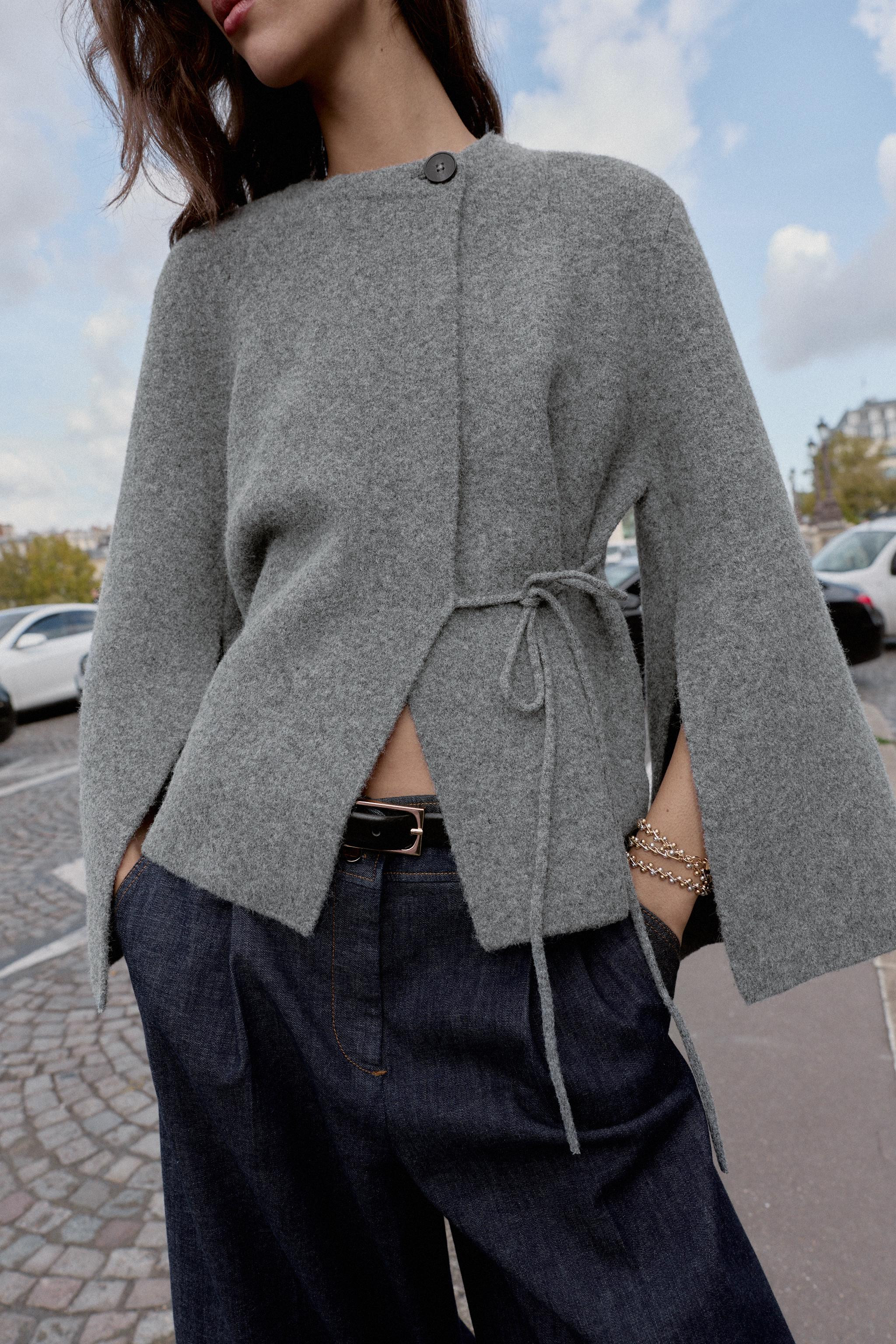 KNIT KIMONO COAT WITH SLIT SLEEVES | Zara US