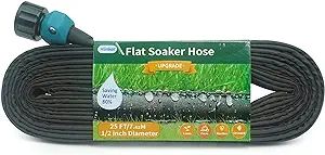 Flat Soaker Hose 15 25 50 75 FT for Garden Beds, 25Ft 1/2" Linkable Consistent Drip Irrigation Ho... | Amazon (US)