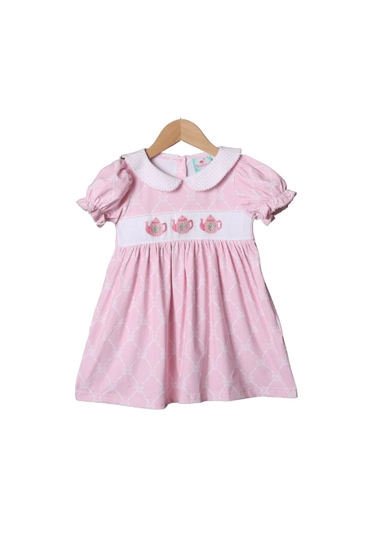 Smocked Tea Party Pink Dress | The Smocked Flamingo