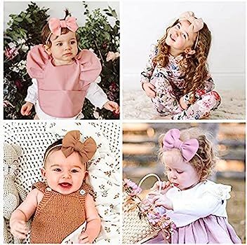 21 PCS Big Bows Baby Nylon Headbands Hairbands Hair Bows Elastics for Baby Girls Newborn Infant T... | Amazon (US)