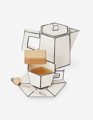 Carte Blanche Cappuccino Cup and Saucer by Annebet Philips x Serax, White | Lulu and Georgia 
