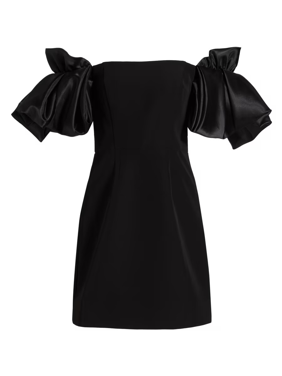 Sabine Satin Crepe Off-The-Shoulder Flare-Sleeve Minidress | Saks Fifth Avenue