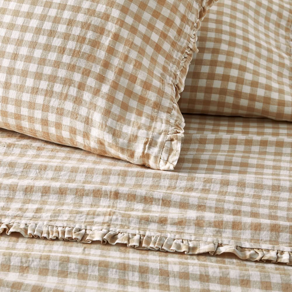 Heather Taylor Home Mini Gingham Linen Ruffle Sheet Set &amp;amp; Pillowcases | West Elm (US)