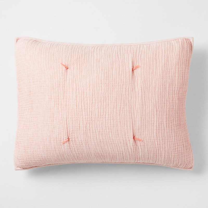 Groovy Gauze Modern Modern Crinkle Pink Kids Pillow Sham + Reviews | Crate & Kids | Crate & Barrel