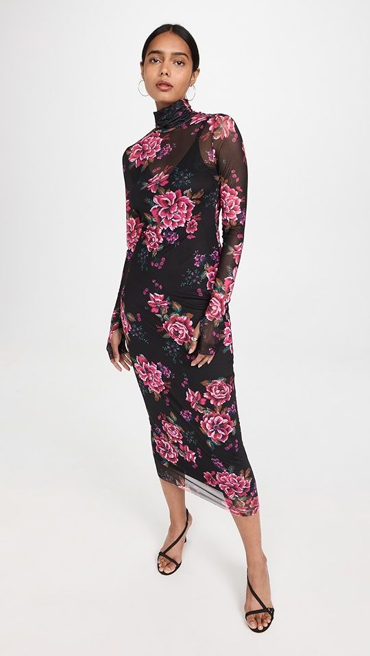 AFRM Shailene Turtleneck Mesh Midi Dress | SHOPBOP | Shopbop