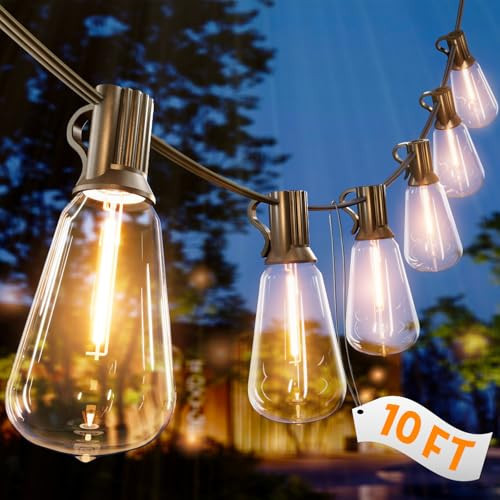 SEVSONSNZZ 10FT Outdoor String Lights - Waterproof LED Patio Lights Shatterproof ST38 Edison Bulbs, Connectable Hanging Outdoor Vintage Lights for Indoor Backyard Yard Gazebo Porch Party Decor | Amazon (US)