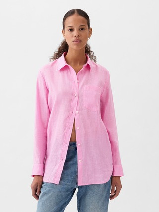 100% Linen Boyfriend Shirt | Gap (CA)