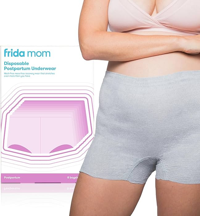 Frida Mom Women's Postpartum Underwear, Disposable Boyshort Underwear, Seamless with Stretchy Sup... | Amazon (US)