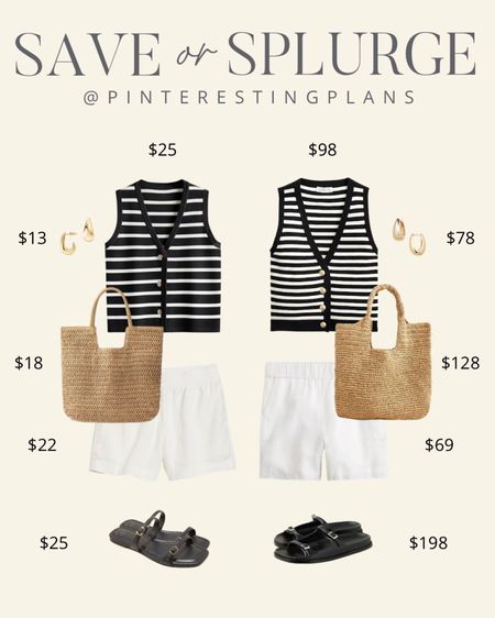 Save or splurge spring outfit. Stripe sweater vest. White linen shorts.

#LTKshoecrush #LTKfindsunder50 #LTKitbag