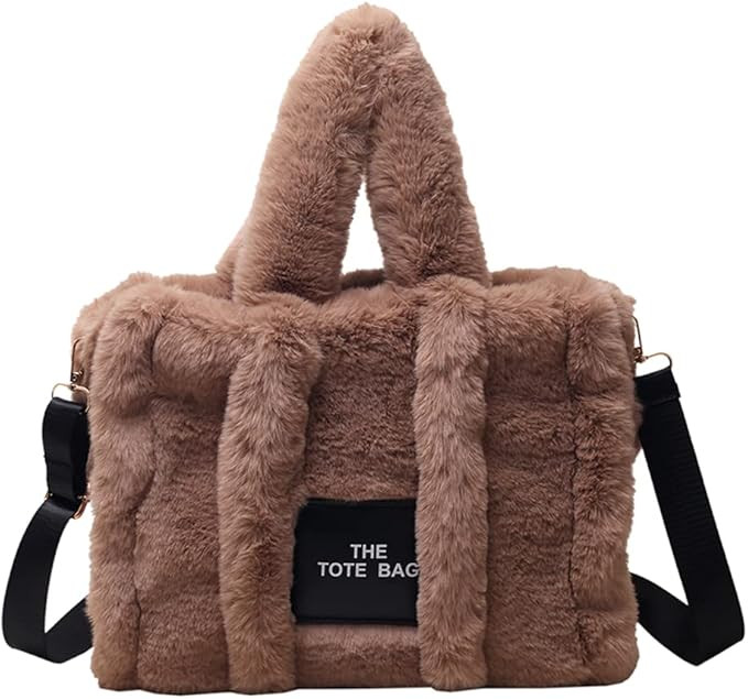 JQAliMOVV The Tote Bags for Women, Fluffy Tote Bags Top-Handle Crossbody Handbag Trendy Plush Tot... | Amazon (US)