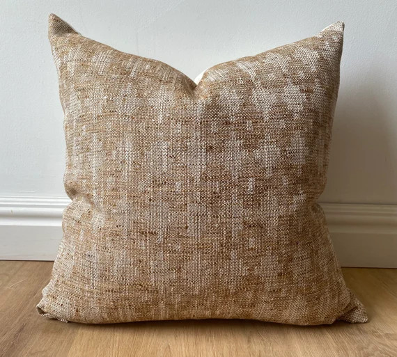 High End Boho Woven Pillow Cover Cognac Ikat Rust Clay Brown - Etsy | Etsy (US)