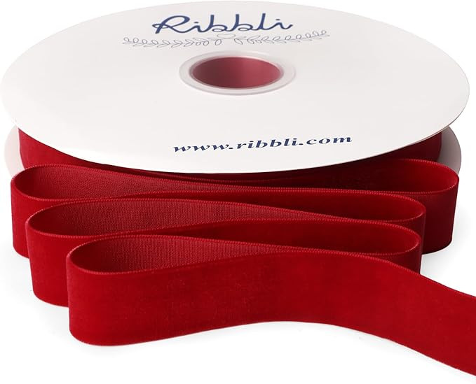 Ribbli Dark Red Velvet Ribbon 1 Inches Continuous 25 Yard Spool Dark Red Christmas Ribbon for Gif... | Amazon (US)