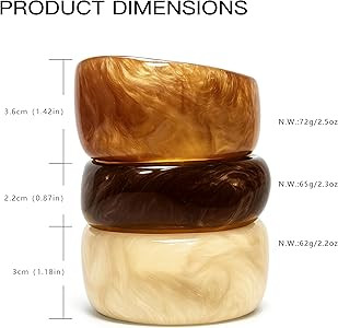 Set of Chunky Acrylic Resin Bangle Bracelets for Women, Retro Brown and Colorful Stackable Bangle... | Amazon (US)