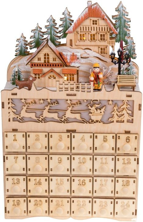 Clever Creations Wooden Christmas Advent Calendar, Countdown to Christmas, LED Holiday Decoration... | Amazon (US)