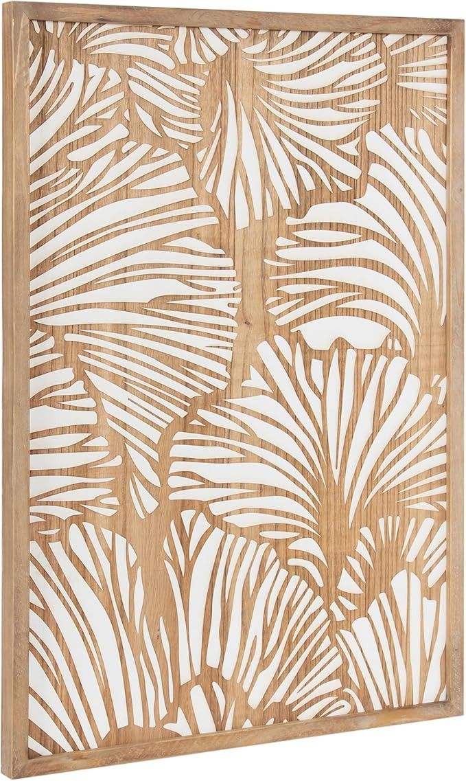 Kate and Laurel Sago Modern Decorative Wood Art Plaque; 23 x 33; White and Rustic Brown; Painted ... | Amazon (US)