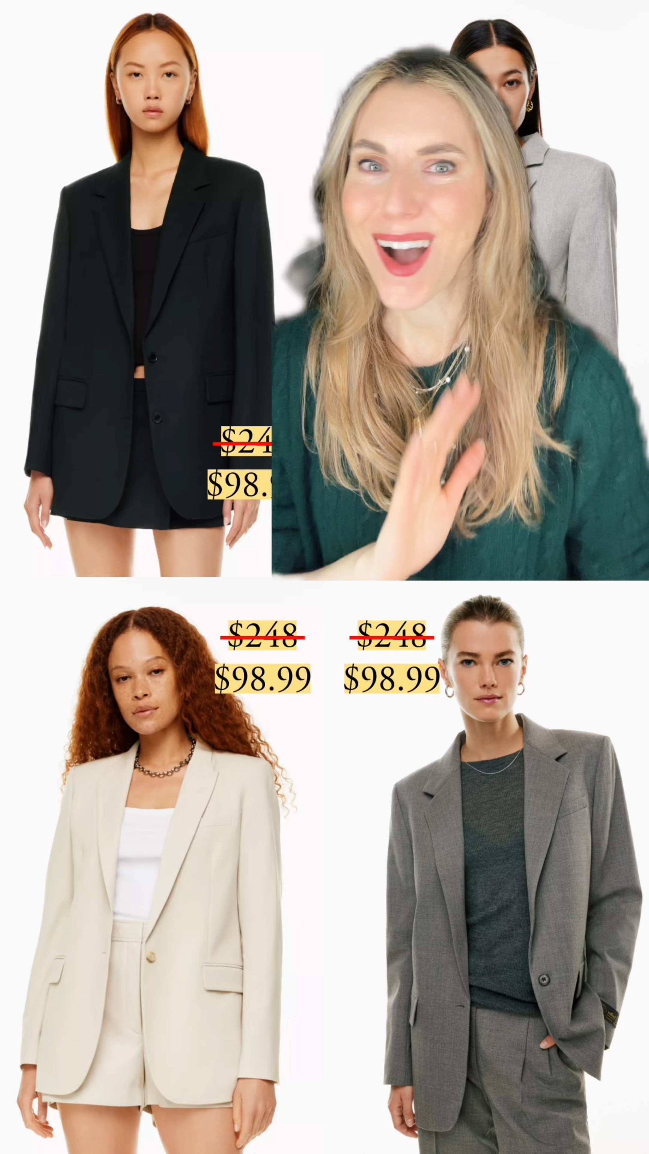 Blazer picks! The ones from Aritzia are mostly wool and on sale.

I’m curious what they’ll drop for spring. These are almost sold out  

#LTKfindsunder100 #LTKworkwear #LTKVideo