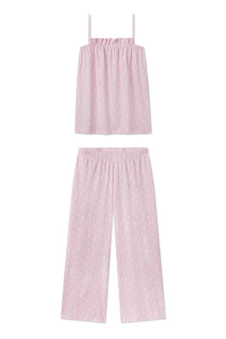 Pima Ruffle Pants Set in Bashful Brushstroke | Lake Pajamas
