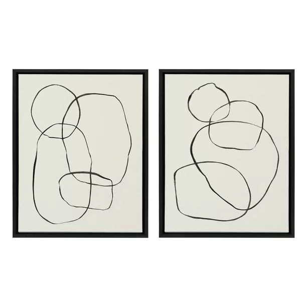 Kate and Laurel Sylvie Modern Circles and Going in Circles Framed Linen Textured Canvas Wall Art ... | Walmart (US)