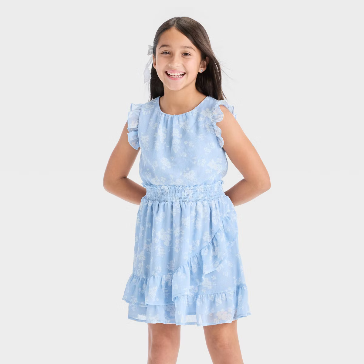 Girls' Sleeveless Chiffon Floral Ruffle Dress - Cat & Jack™ | Target