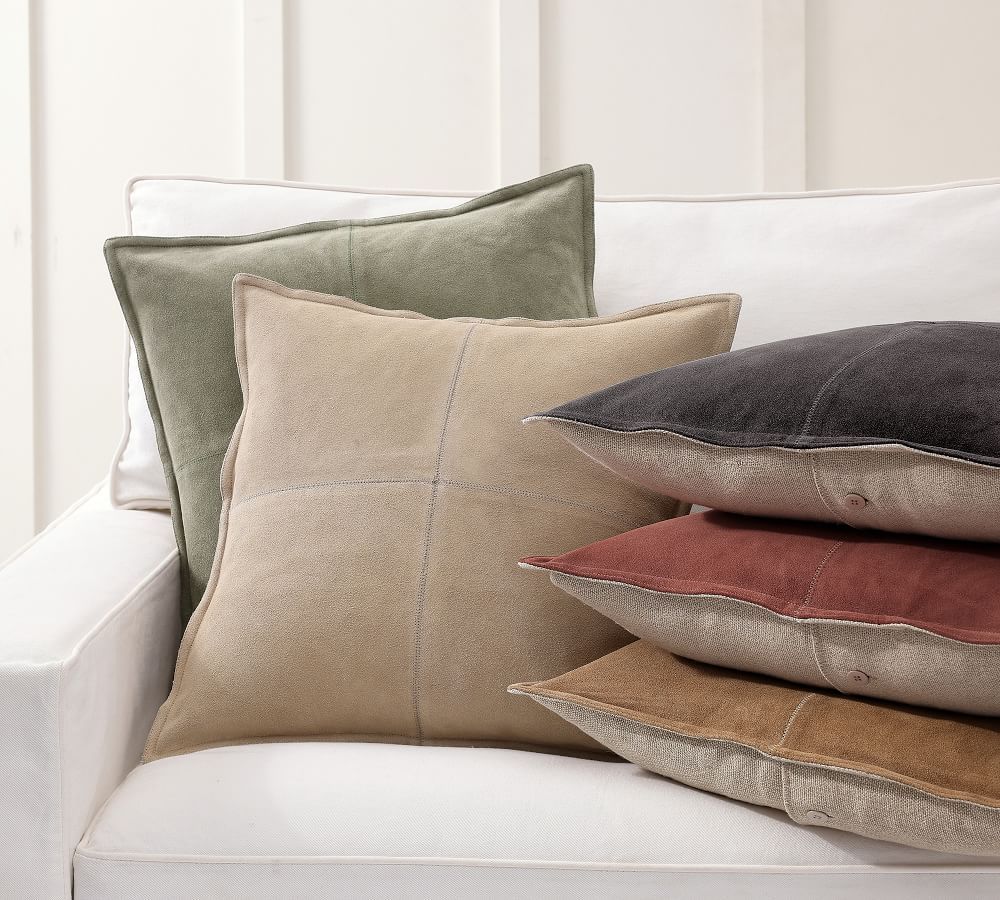 Pieced Suede Pillow Covers | Pottery Barn (US)