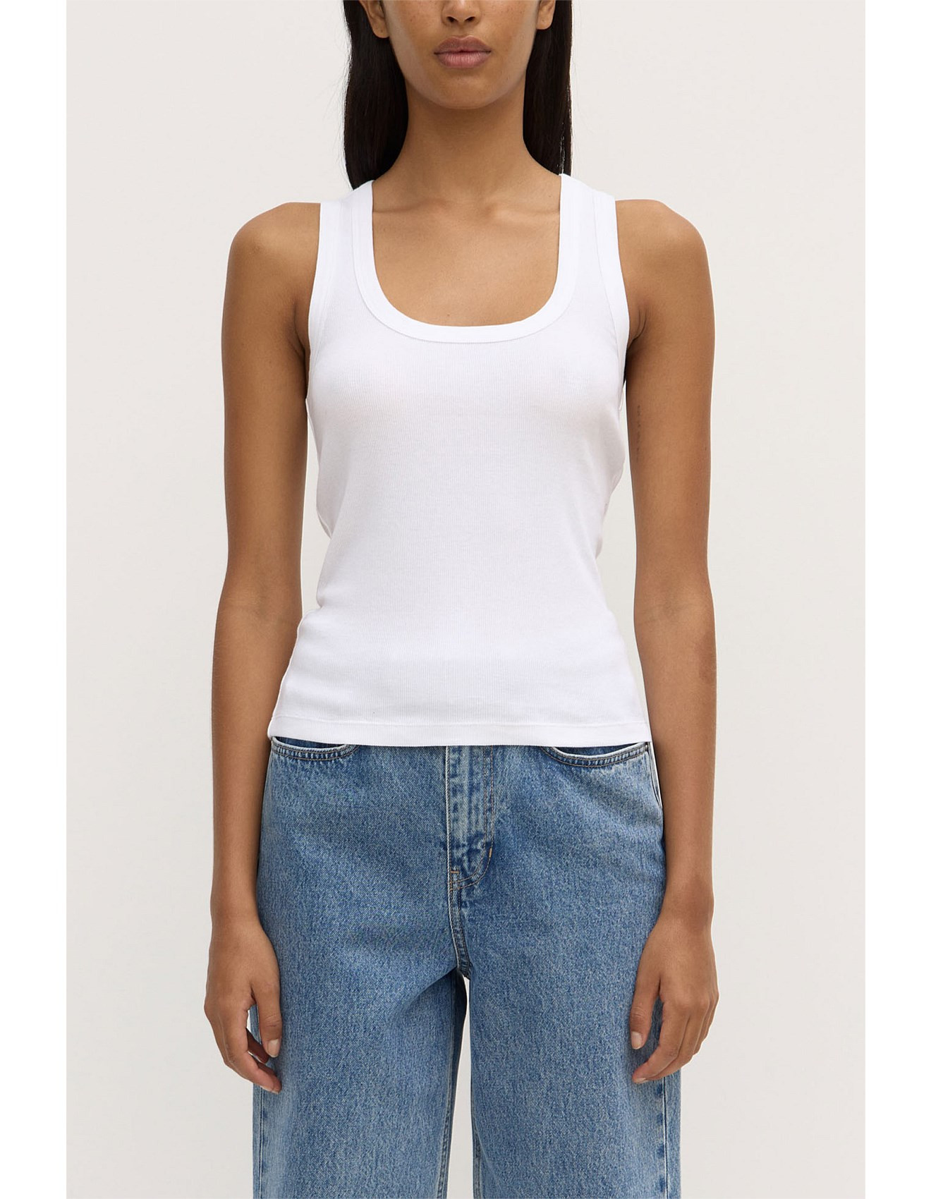 ROBYN SCOOP NECK RIB TANK WHITE | David Jones (Australia & New Zealand)