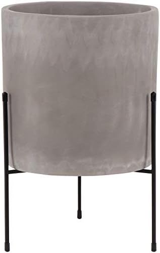 Mid-Century Cement Planter with Stand Large – Plant Stand with Pot for Indoors | Amazon (US)