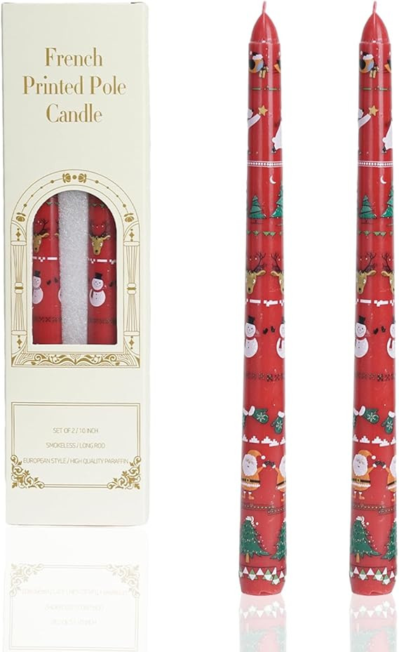 Christmas Taper Candles Red Taper Candles Candlestick Christmas Party Gift Winter Holiday Dinner ... | Amazon (US)