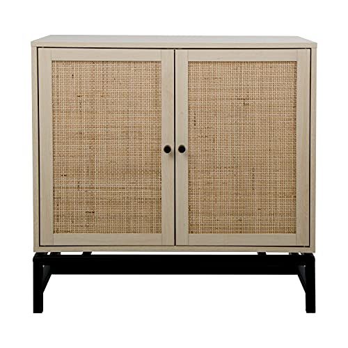 Symmetrical 2 Magnetic Door Buffet Cabinet with Natural Rattan Sideboard Buffet Storage Cabinet 2-Ti | Amazon (US)