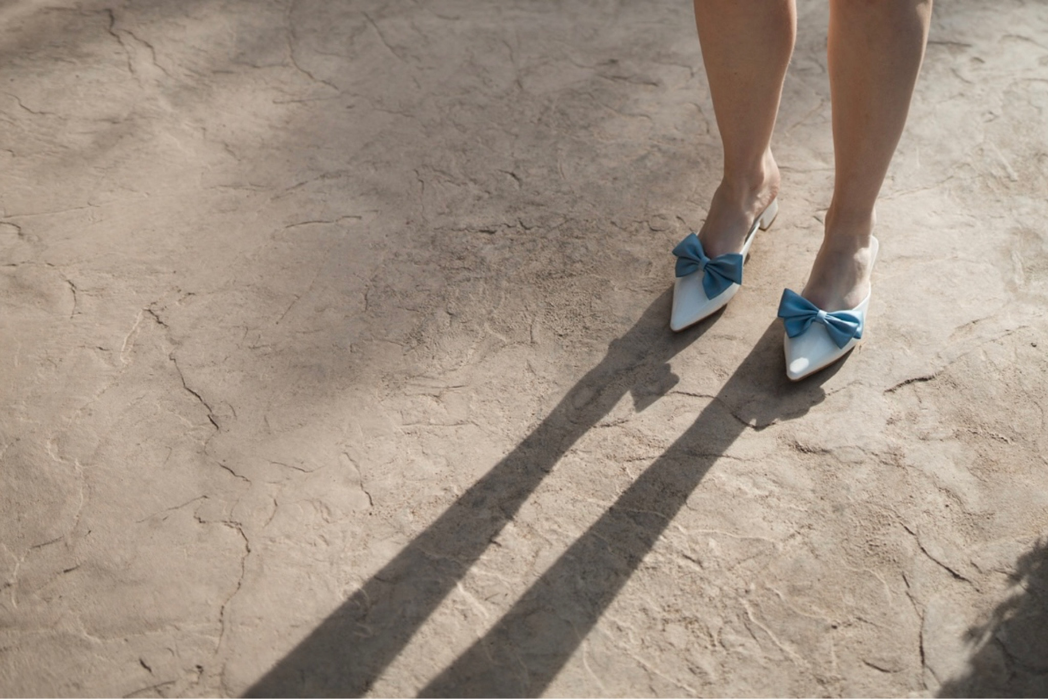 blue bow shoes