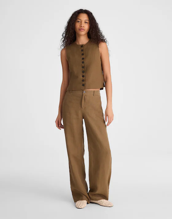 Button-Front Shell Top in 100% Linen | Madewell
