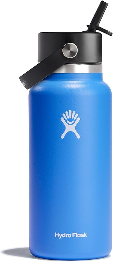 Hydro Flask Water Bottle - Insulated Stainless Steel - Wide Straw Lid, Non Spill, Leakproof in 32... | Amazon (US)