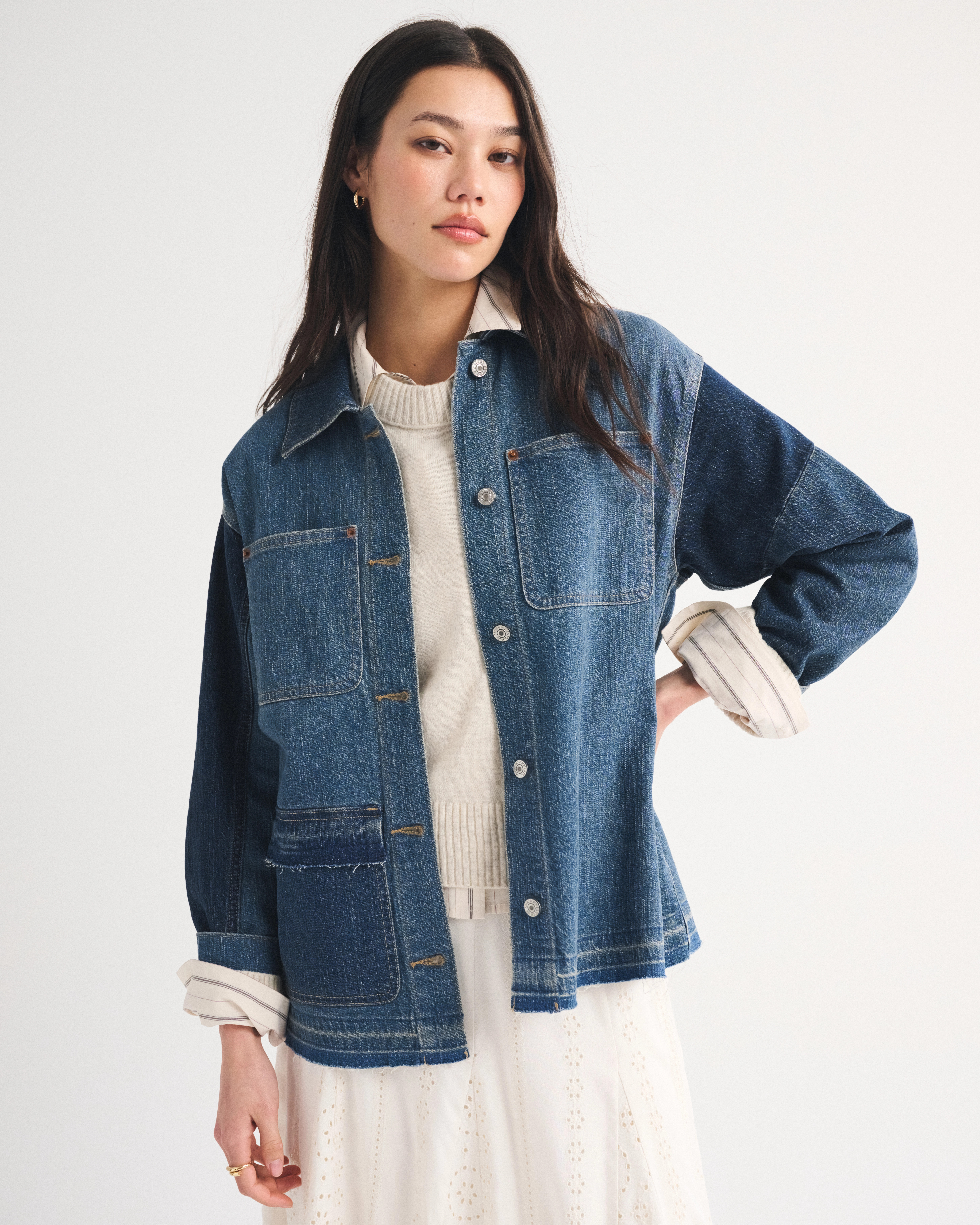 Reworked Linen-Blend Denim Shirt Jacket | Abercrombie & Fitch (US)