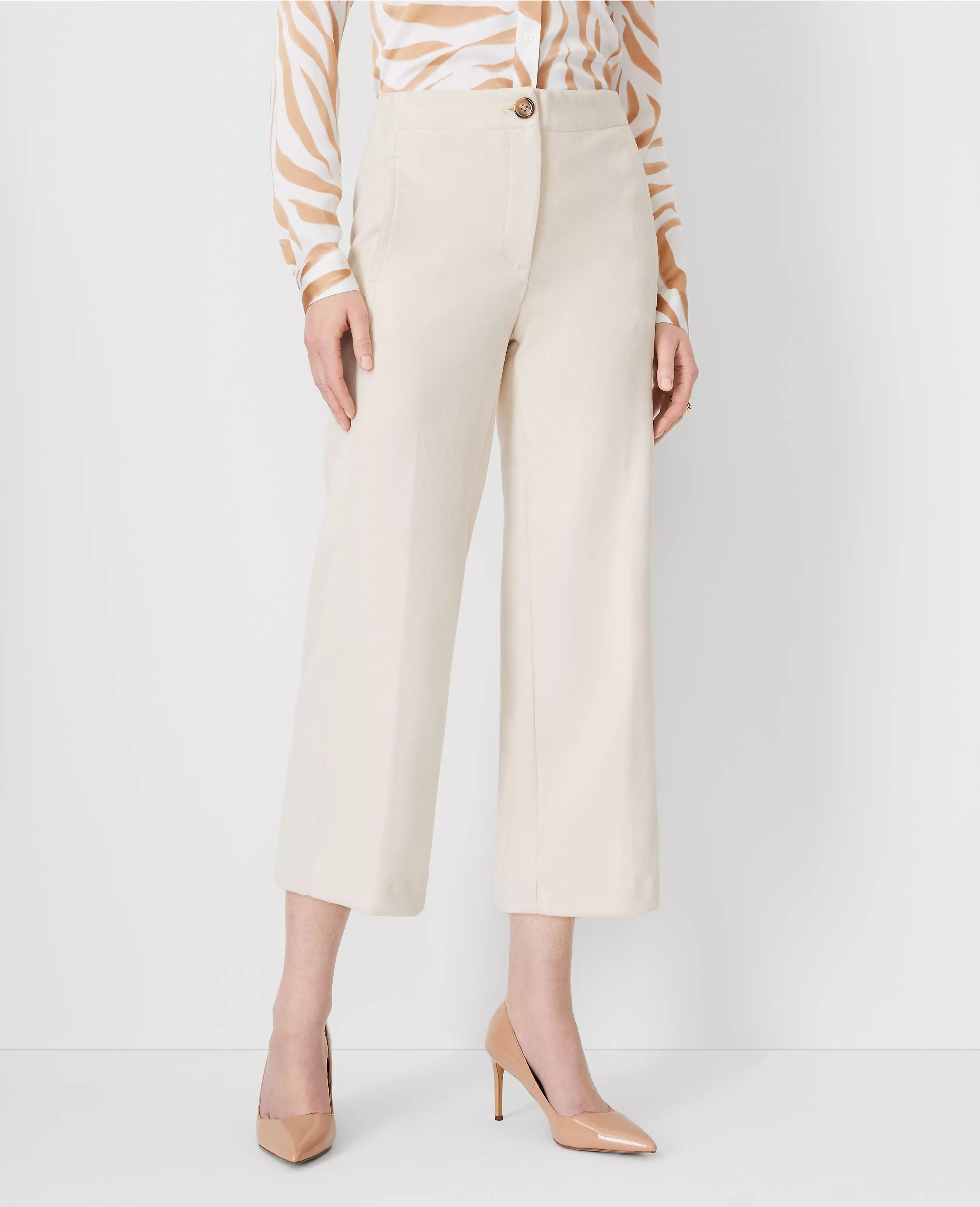 The Kate Wide Leg Crop Pant in Faux Suede | Ann Taylor (US)