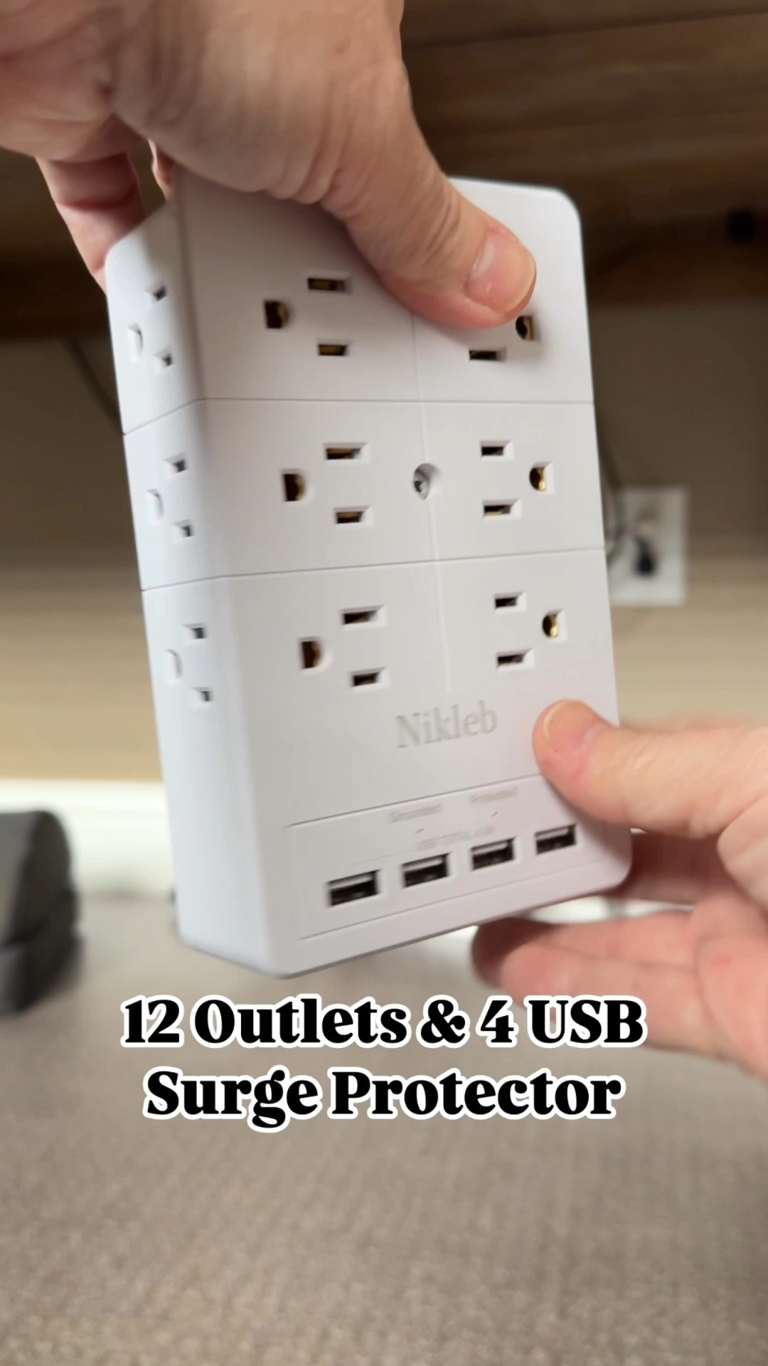This 12-outlet surge protector with USB ports is the perfect solution for home office organization and cable management. With plenty of room for all your chargers, monitors, laptops, and accessories, plus USB charging built in, you’ll never have to choose what to plug in again.

