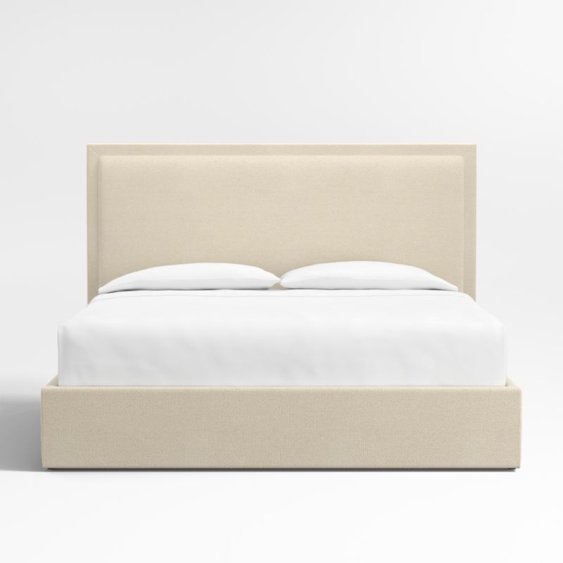 Meraux 56" Boucle Ivory Upholstered King Headboard with Storage Bed Base + Reviews | Crate & Barr... | Crate & Barrel