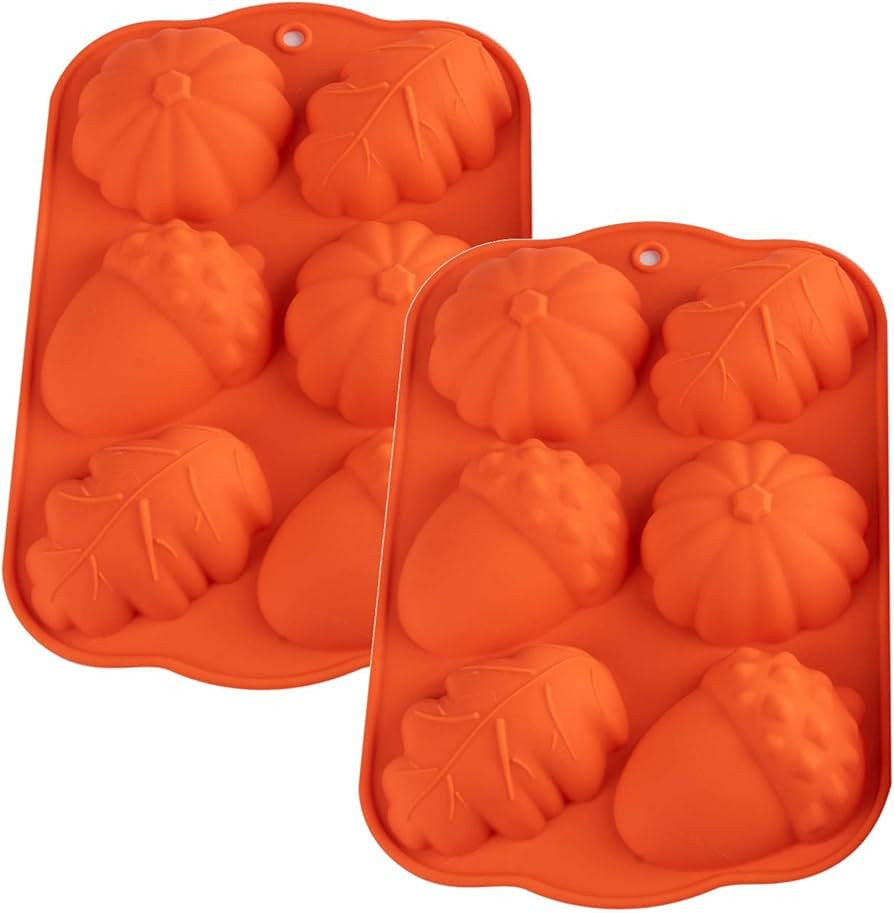 Amazon.com: Fall Baking Molds Silicone Pumpkin Mold, 2 Pack Leaves Mold Fall Muffin Cakelet Pan T... | Amazon (US)