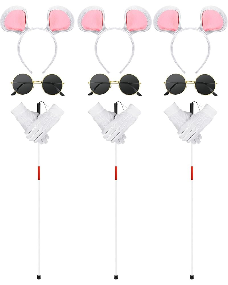 Liitrsh 12 Pcs Mouse Costume Accessories Set Mouse Headbands Round Sunglasses Folding Blind Cane ... | Amazon (US)