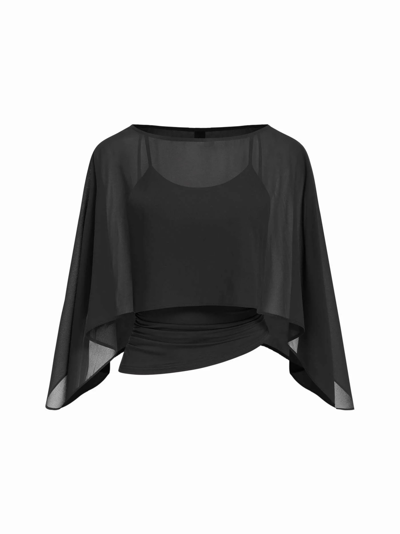 Ruched Cami Top & Chiffon Boat Neck Cape | Cider