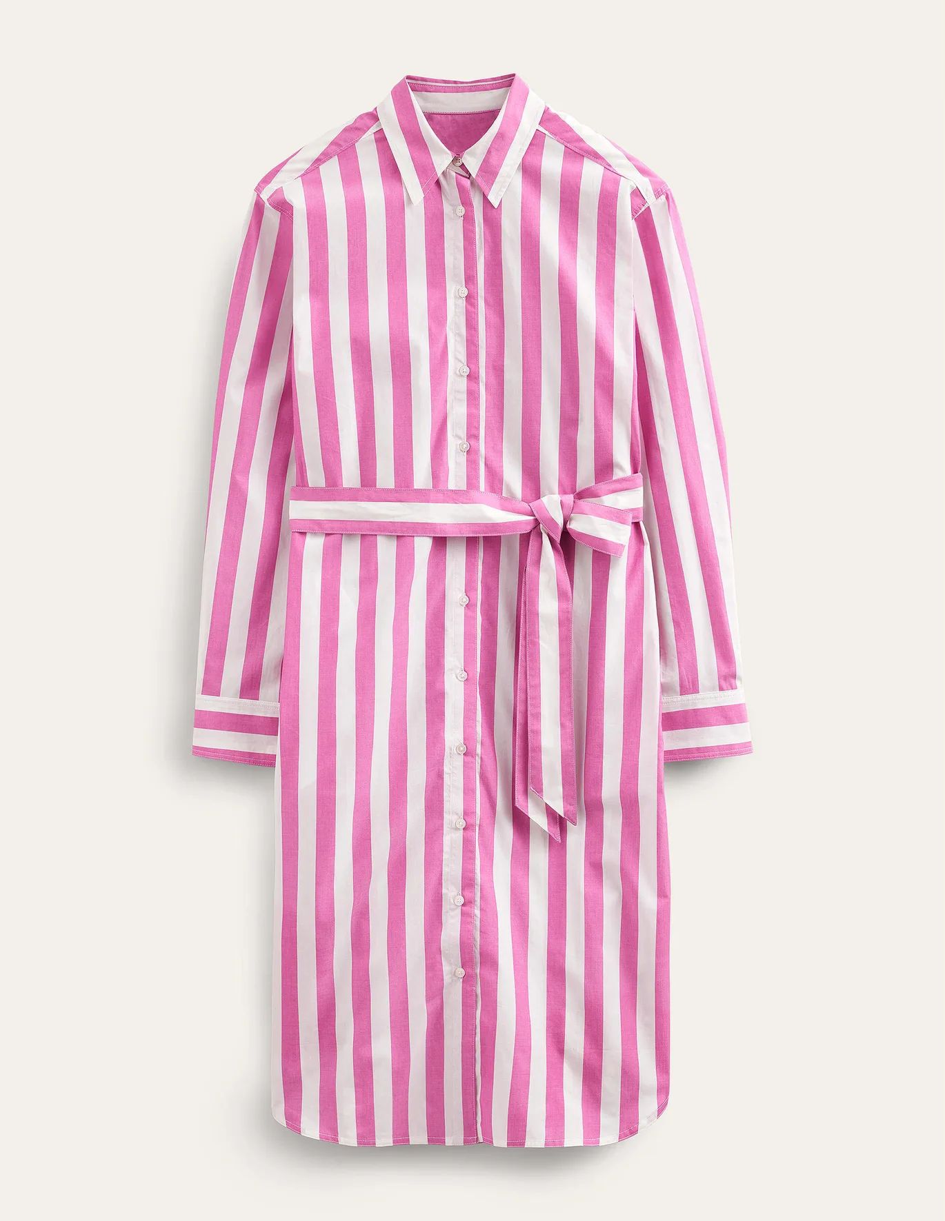 Relaxed Cotton Shirt Dress - Phlox Pink and Ivory | Boden (US)