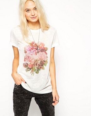 ASOS T-shirt with Pretty Floral Print in Texture | ASOS UK
