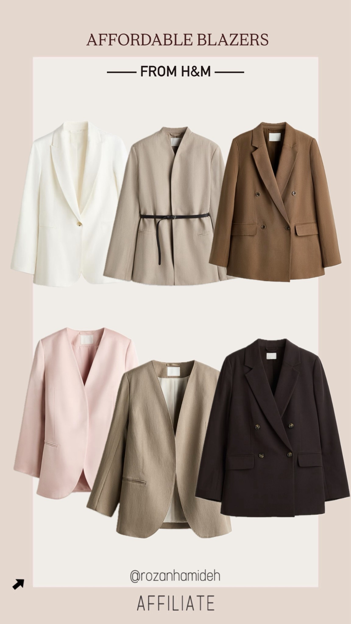 H&M blazers never miss 🤍✨
So chic, structured, and the easiest way to elevate any outfit instantly.

Love these neutral tones — perfect for everyday, work, or layering 🫶🏻
Affordable + looks way more expensive

Linked my favorites for you 🤍