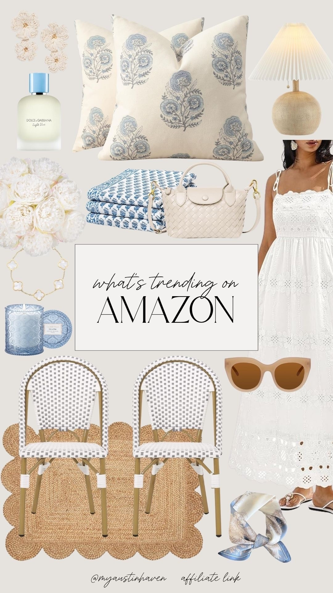 What’s trending on Amazon right now with chic fashion, pretty home finds and timeless accessories.✨

Amazon trending finds, what’s trending on amazon, amazon home decor, amazon fashion finds, blue and white decor, throw pillows, table lamp, woven handbag, white summer dress, neutral accessories, gold jewelry, scented candle, peony decor, bistro chairs, jute rug, scalloped rug, chic amazon finds, timeless home style, elevated everyday pieces, pretty amazon favorites, coastal aesthetic, nancy meyers, spring and summer finds.

#LTKdayinmylife #LTKmomlife #LTKgrwm