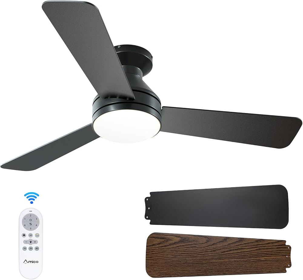 Amico Ceiling Fans with Lights, 42 inch Low Profile Ceiling Fan with Light and Remote Control, Fl... | Amazon (US)