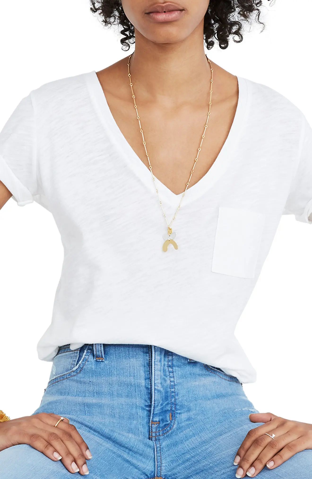 Women's Madewell Whisper Cotton V-Neck Pocket Tee | Nordstrom