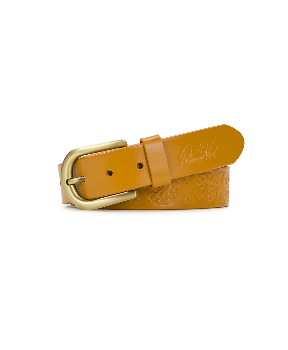 Grace Embossed Belt - Floret — Mango | Patricia Nash Designs